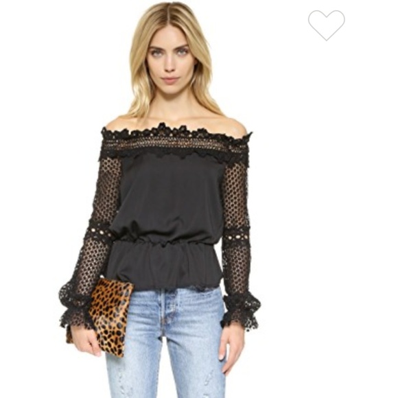 Ejerz Off The Shoulder Lace/Crochet Top - Picture 1 of 9